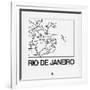 White Map of Rio De Janeiro-NaxArt-Framed Art Print