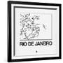 White Map of Rio De Janeiro-NaxArt-Framed Art Print