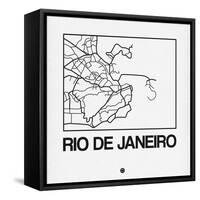 White Map of Rio De Janeiro-NaxArt-Framed Stretched Canvas