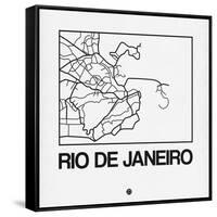 White Map of Rio De Janeiro-NaxArt-Framed Stretched Canvas