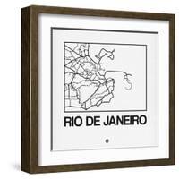 White Map of Rio De Janeiro-NaxArt-Framed Art Print