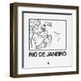 White Map of Rio De Janeiro-NaxArt-Framed Art Print