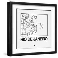 White Map of Rio De Janeiro-NaxArt-Framed Art Print