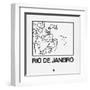 White Map of Rio De Janeiro-NaxArt-Framed Art Print