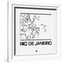 White Map of Rio De Janeiro-NaxArt-Framed Art Print