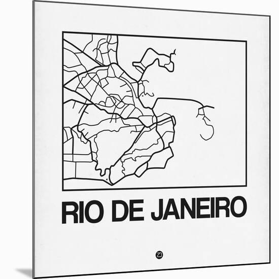 White Map of Rio De Janeiro-NaxArt-Mounted Art Print