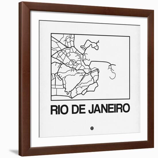 White Map of Rio De Janeiro-NaxArt-Framed Art Print