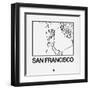 White Map of San Francisco-NaxArt-Framed Art Print