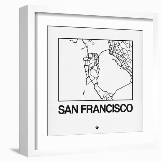 White Map of San Francisco-NaxArt-Framed Art Print