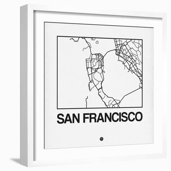 White Map of San Francisco-NaxArt-Framed Art Print