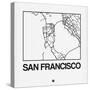 White Map of San Francisco-NaxArt-Stretched Canvas