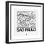 White Map of Sao Paulo-NaxArt-Framed Premium Giclee Print