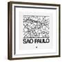 White Map of Sao Paulo-NaxArt-Framed Premium Giclee Print