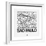 White Map of Sao Paulo-NaxArt-Framed Premium Giclee Print