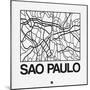 White Map of Sao Paulo-NaxArt-Mounted Premium Giclee Print