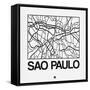 White Map of Sao Paulo-NaxArt-Framed Stretched Canvas