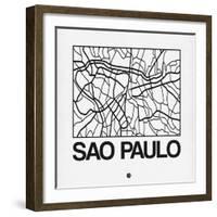 White Map of Sao Paulo-NaxArt-Framed Art Print