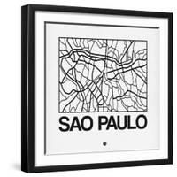 White Map of Sao Paulo-NaxArt-Framed Art Print