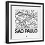 White Map of Sao Paulo-NaxArt-Framed Art Print