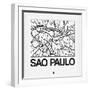 White Map of Sao Paulo-NaxArt-Framed Art Print