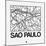 White Map of Sao Paulo-NaxArt-Mounted Art Print