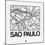 White Map of Sao Paulo-NaxArt-Mounted Art Print