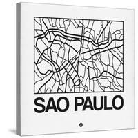 White Map of Sao Paulo-NaxArt-Stretched Canvas