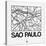 White Map of Sao Paulo-NaxArt-Stretched Canvas