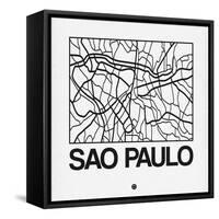 White Map of Sao Paulo-NaxArt-Framed Stretched Canvas