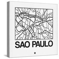 White Map of Sao Paulo-NaxArt-Stretched Canvas