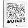 White Map of Sao Paulo-NaxArt-Stretched Canvas