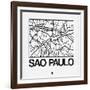 White Map of Sao Paulo-NaxArt-Framed Art Print