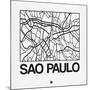 White Map of Sao Paulo-NaxArt-Mounted Art Print