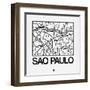 White Map of Sao Paulo-NaxArt-Framed Art Print