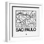 White Map of Sao Paulo-NaxArt-Framed Art Print