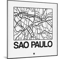 White Map of Sao Paulo-NaxArt-Mounted Art Print