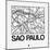 White Map of Sao Paulo-NaxArt-Mounted Art Print