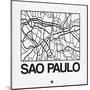 White Map of Sao Paulo-NaxArt-Mounted Art Print