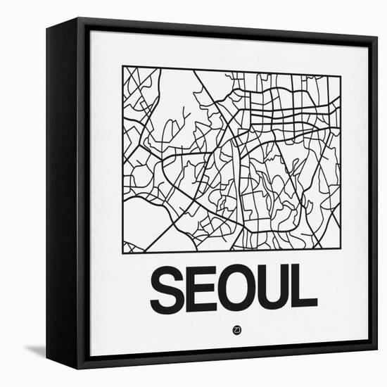 White Map of Seoul-NaxArt-Framed Stretched Canvas
