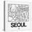 White Map of Seoul-NaxArt-Stretched Canvas