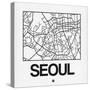 White Map of Seoul-NaxArt-Stretched Canvas