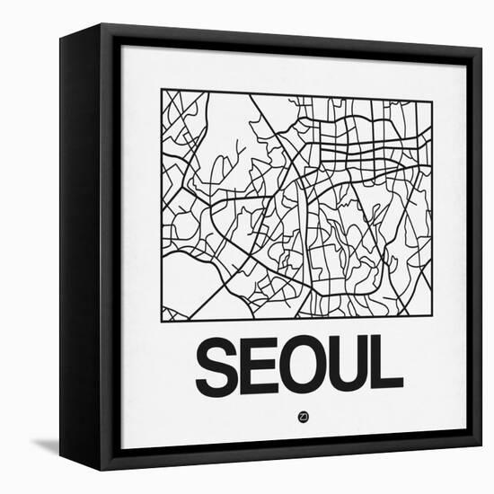 White Map of Seoul-NaxArt-Framed Stretched Canvas