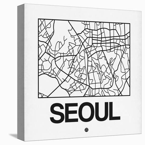 White Map of Seoul-NaxArt-Stretched Canvas