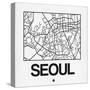 White Map of Seoul-NaxArt-Stretched Canvas