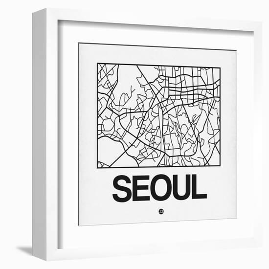 White Map of Seoul-NaxArt-Framed Art Print