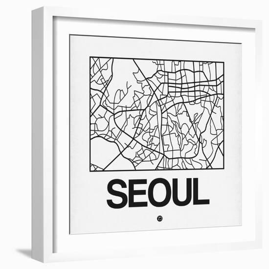 White Map of Seoul-NaxArt-Framed Art Print