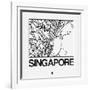 White Map of Singapore-NaxArt-Framed Art Print