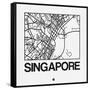 White Map of Singapore-NaxArt-Framed Stretched Canvas