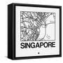 White Map of Singapore-NaxArt-Framed Stretched Canvas