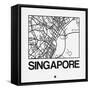 White Map of Singapore-NaxArt-Framed Stretched Canvas